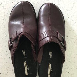 Clarks Patty Lorene Burgundy Leather Clogs